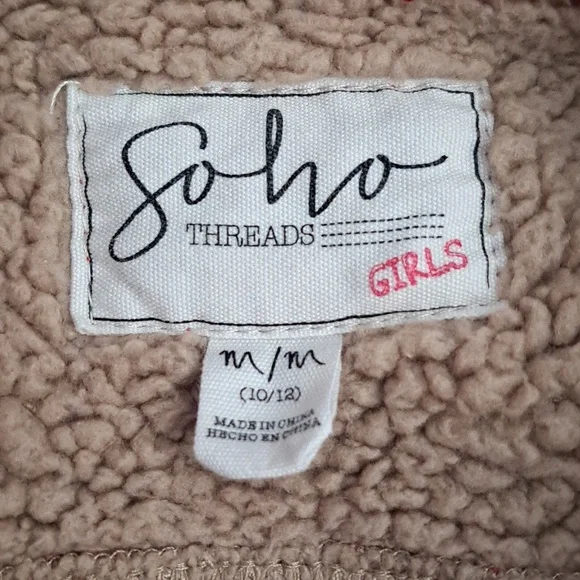 Soho Thread Girls Sherpa Lined Flannel Shacket Red Plaid Size M10/12 - Picture 2 of 5